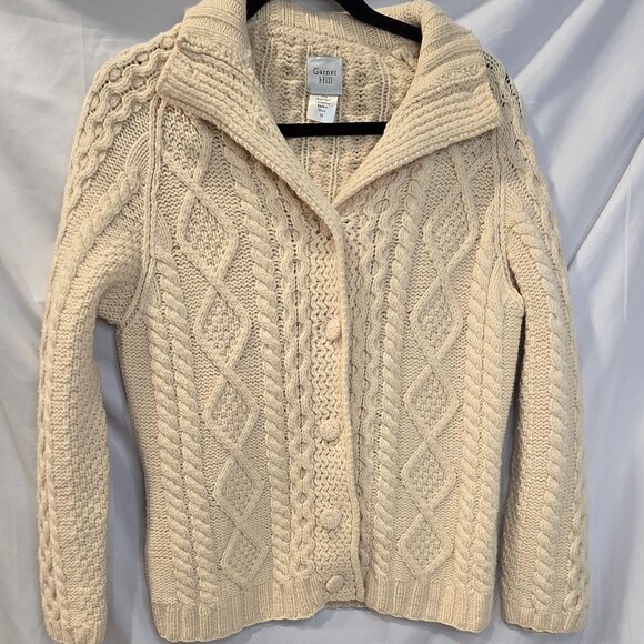 Garent Hill Sweaters - Garent Hill Ivory Cardigan 100% Wool Knited Size Medium